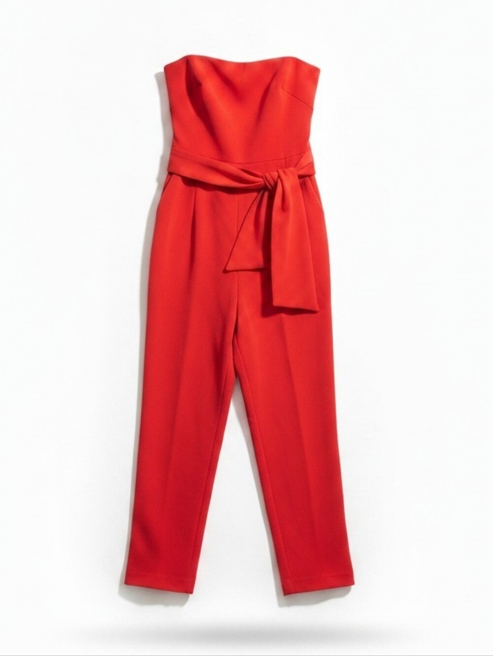 Black Halo Harbor Strapless Grenadine Red Jumpsuit Bow Detail Size 2 NWT - Picture 4 of 11